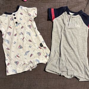 Lee Cream and Navy Baby Onesie